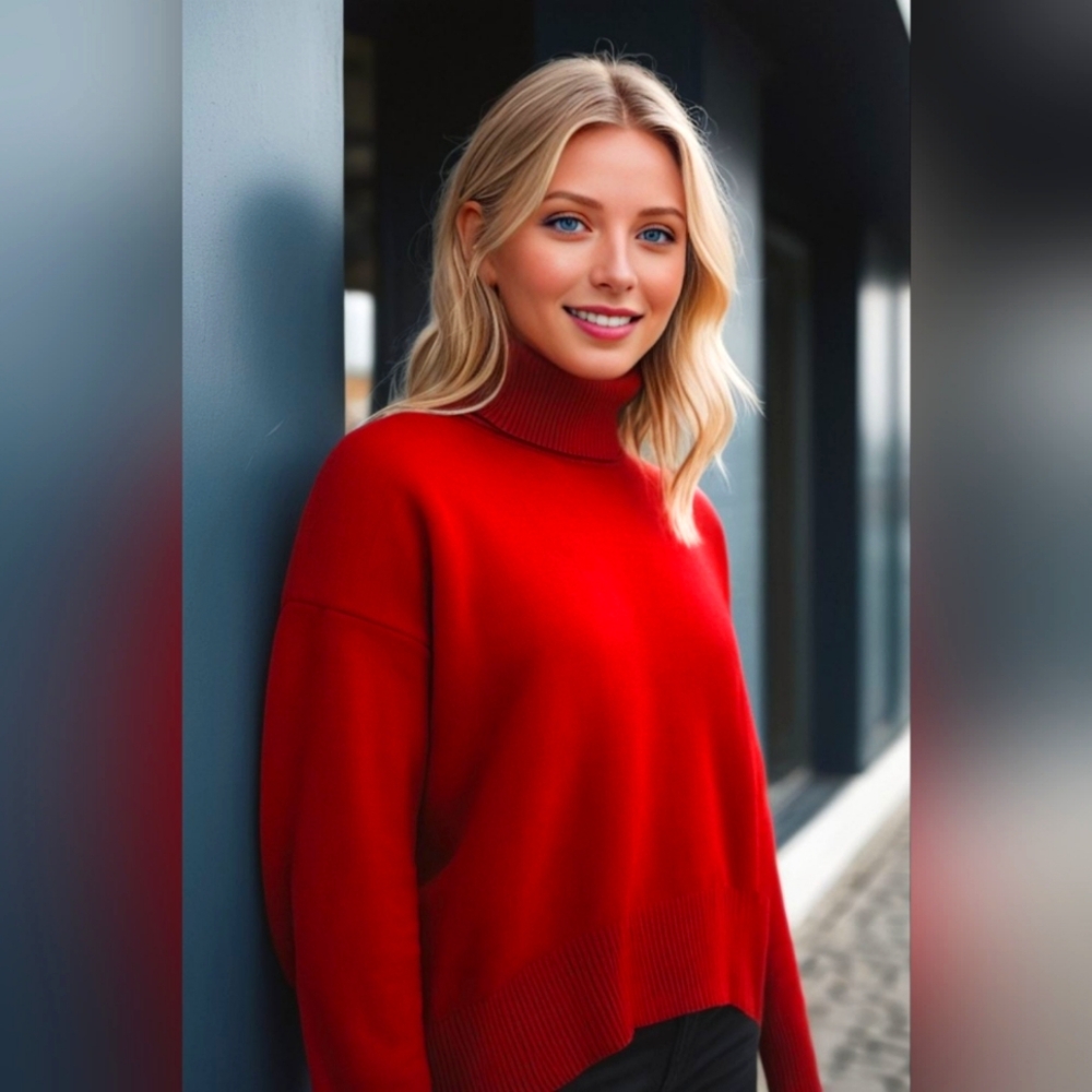 Basic Bae Turtleneck Dropped Shoulder Long Sleeve Sweater